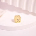 Golden cube bead with letter X zircon inlay for DIY bracelet and necklace making - Letter X