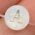 White shell pearl bead with gold letter A charm for DIY necklace and bracelet making - Letter A / 6mm