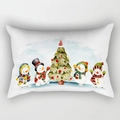 Christmas snowman and tree watercolor print white lumbar pillowcase for home decor - 45*45cm Short Plush No Core / Watercolor Snowman Style 15