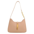 Sac sous le bras en cuir rose nude avec chaîne dorée et fermoir en métal - Kaki