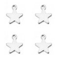 Set de cuatro colgantes de estrella en acero inoxidable plateado con anillas para joyas - Color Acero Estrella 10.5x8.5mm