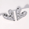 Orecchini a cuore argento irregolari con trama lavica in acciaio inossidabile - Color Acciaio