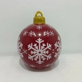60cm red inflatable Christmas ball with white snowflake prints and golden top cap - Red Large Snowflake
