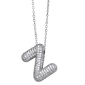 Sparkling silver initial Z necklace with micro-paved cubic zirconia on fine link chain - Letter Z / Silver