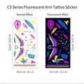 Glow-in-the-dark floral tattoo sticker featuring ballet dancer and bird designs - Fluorescent CS-022