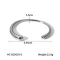 Gepolijste zilveren titanium stalen open armband met ronde uiteinden en afmetingen - Zilveren Stijl (HC-B20029-S)