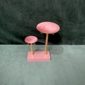 Pink velvet and gold jewelry display stand for earrings, necklaces and bracelets - Pink Mushroom Jewelry Rack