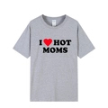 T-shirt gris chiné à manches courtes avec imprimé graphique I Heart Hot Moms - XS / Haut (Imprimé I Love Hot Moms) / Gris