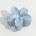Elegant pale blue acetate flower hair claw clip with white marble marbleized texture - Grey Marble Lily