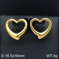 Golden heart-shaped stainless steel stud earrings measuring 16.5x16mm and weighing 4g - Gold Earrings (KE92550-Z)