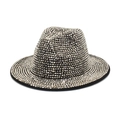 Macro detail of high-shine silver rhinestones and metal studs on a black wool fedora hat - Silver Rhinestones Rivets (2#)