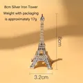 Eiffel Tower miniature 8cm silver metal building model for desk or shelf decor - Silver - 8cm Tower