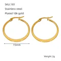 Polished 18K gold plated 15mm stainless steel hoop earrings for women in 2g weight - 15mm / Gold