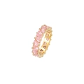 Gold plated eternity ring with sparkling pink triangle-cut cubic zirconia stones - Gold-Pink Zirconia