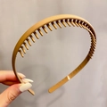 Caramel brown matte headband with anti-slip teeth design for women hair styling - 10# Comb-Yellow