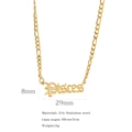 Golden 316 stainless steel Pisces zodiac script necklace with an 18K vacuum plating finish - Pisces / Gold