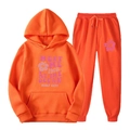 Ensemble sweat à capuche orange avec imprimé lettré et pantalon de jogging - L (XXL) / Haut Et Bas / Orange (61)