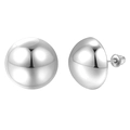 Polished silver metal teardrop stud earrings with smooth mirror finish and butterfly back - Silver Half-ball