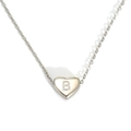 Polished stainless steel heart pendant necklace featuring an engraved letter B charm - Letter B Heart Style (S143S-001-B)