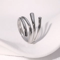 Bague spirale minimaliste en argent multicouche en acier inoxydable poli brillant - Couleur Acier