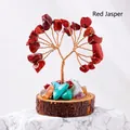 Handmade red jasper money tree with copper wire and wooden base for home decor - Red Jasper (Wooden Stump Base)