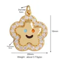 Detailed size view of a gold star pendant with smile face and white zircon edges - Gold Smiley Star with Zircon