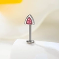 Titanium kattenoor labret sieraad met zilveren finish en roze fonkelende strasjes - 1.2mm*6mm / Roze (Per stuk)
