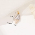 Detail view of 14K gold shell pendant on white gauze with size and weight specs - Beige Shell (H-11771)