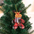 Christmas reindeer ornament in red black plaid fabric hanging on a festive tree branch - Plaid Fabric Reindeer