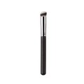 Brocha de maquillaje angulada con mango negro y virola plateada para un acabado impecable - Brocha Redonda Angular Para Corrector 270 Sin Logo (boquilla Plateada)