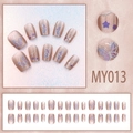 Cat eye butterfly press-on nails set with 24 pink gold matte pieces and star details - Purple Butterfly Cat Eye Style (MY013)