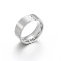 Brushed stainless steel ring featuring a square-cut zircon stone in silver finish - US 6 / Center Rectangular Zircon Brushed Stainless Steel Style (KR33503-K)
