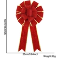 Large red glitter Christmas bow with gold trim showing 48cm height and 25cm width - Red with Red & Gold Edge