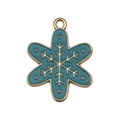 Ciondolo a fiocco di neve in smalto blu e oro per la creazione di gioielli fai da te - Fiocco di Neve (14269) / 1 Pezzo (19x24mm) / Blu Lago