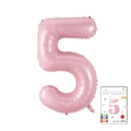 40-inch pearlescent pink number 5 foil balloon for birthday party and celebrations - 40-inch Pearlescent Powder 5-piece Paper Card