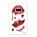 Halloween temporary tattoo BW-09 featuring bloody vampire lips and spider wound - 60*105mm / Vampire Teeth and Bullet Holes Style(BW-09)