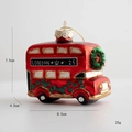 Decorazione natalizia in vetro a forma di bus rosso di Londra con glitter dorati - Auto