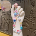 Chaîne de téléphone en perles macaron avec breloques cœur et joint transparent gratuit - Rose - Chaîne de Téléphone Thé au Lait