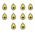 Set of 10 avocado alloy pendants with gold plating and enamel finish for DIY jewelry - Avocado (4#) / Pack of 10 (10Pcs/Pack)