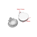 Silver scallop shell metal charm for jewelry making with 16mm width and 1.5mm hole size - 16mm Striped Shell Steel Color Type 2