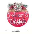 30cm wooden Christmas door wreath with red base and white Merry Christmas text - Red Merry Christmas Sign