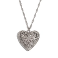 Collier médaillon cœur argenté avec motif évidé et chaîne en corde torsadée - Médaillon Coeur Ajouré / Acier