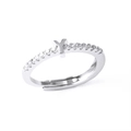 Adjustable silver letter Y ring for women with micro-paved cubic zirconia stones - Letter Y
