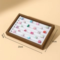 Walnut wood grain jewelry display tray with grey velvet lining for rings and earrings - Small Ring Tray / Small