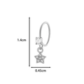 Silver piercing hoop with round-cut zircon and paved star pendant, size 1.4cm by 0.45cm - Silver #10