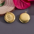 Médaillon photo rond doré avec motif floral en relief et finition en métal lisse - N°23 Médaillon Rond à Relief Floral (20*23mm)