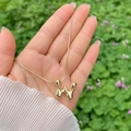 Polished 18K gold plated letter W balloon pendant necklace with sleek snake chain - Gold W