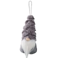 Gnomo di Natale in peluche grigio e bianco con cappello a maglia e corda appesa - Grigio