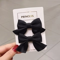 Lot de deux barrettes à nœud noir pour filles sur carte de présentation blanche - Noir (1 Paire)