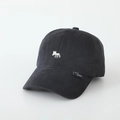 Detail of black cotton kids baseball cap featuring white fox embroidery and curved brim - 54cm (3-8 Years) / Black
